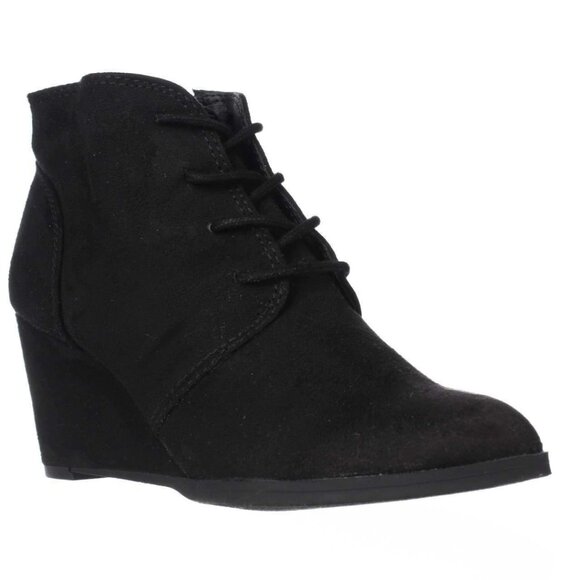 AMERICAN RAG BAYLIE FAUX SUEDE ANKLE WEDGE BOOTS | WOMEN'S 12M | BLACK - Picture 1 of 7